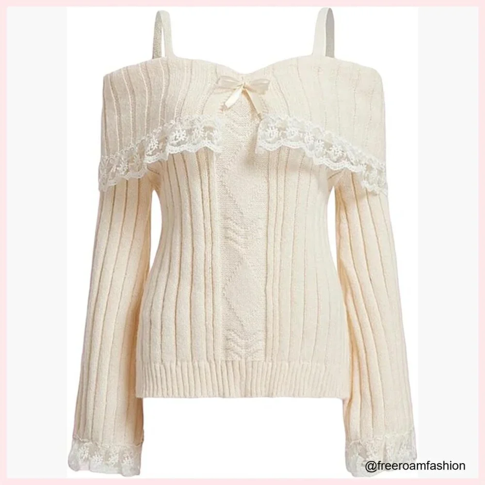 Fairy Grunge Long Sleeve Lace Patchwork Blouse Slim Fit Y2K Top
